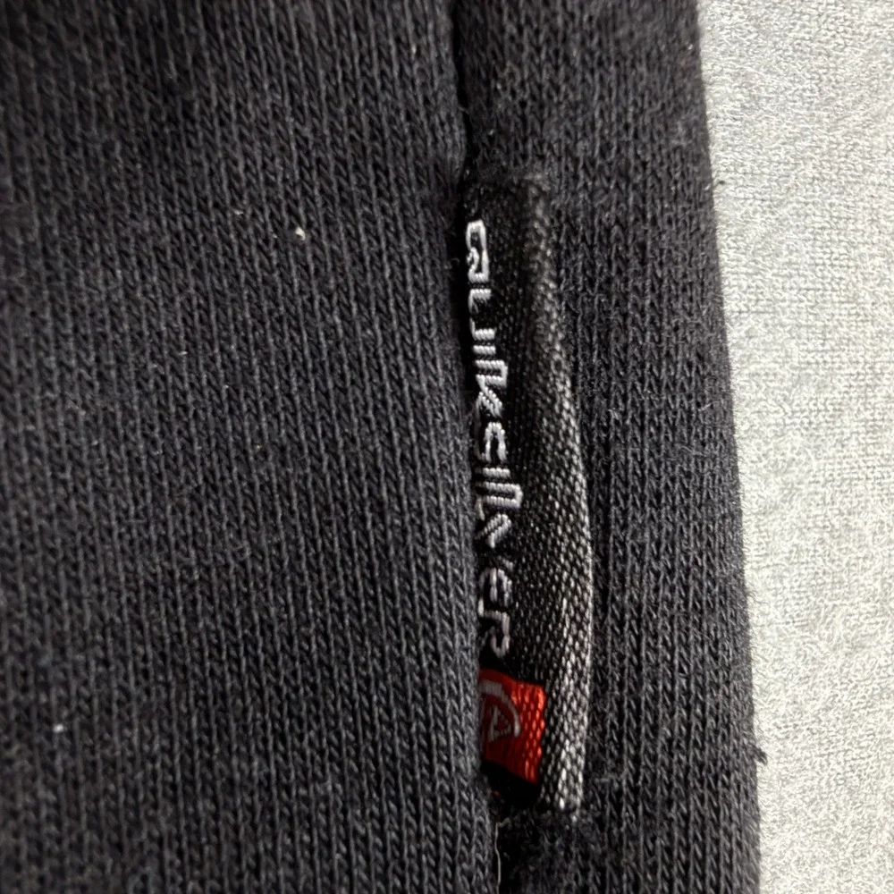 Quiksilver Mens Full Zip‎ Hoodie Black Fleece Logo Sweatshirt Large